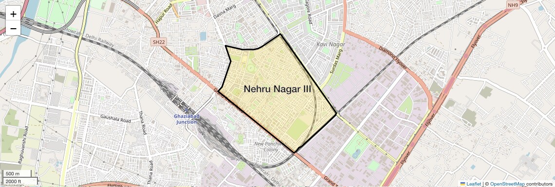 Location Map of Nehru Nagar III, Ghaziabad