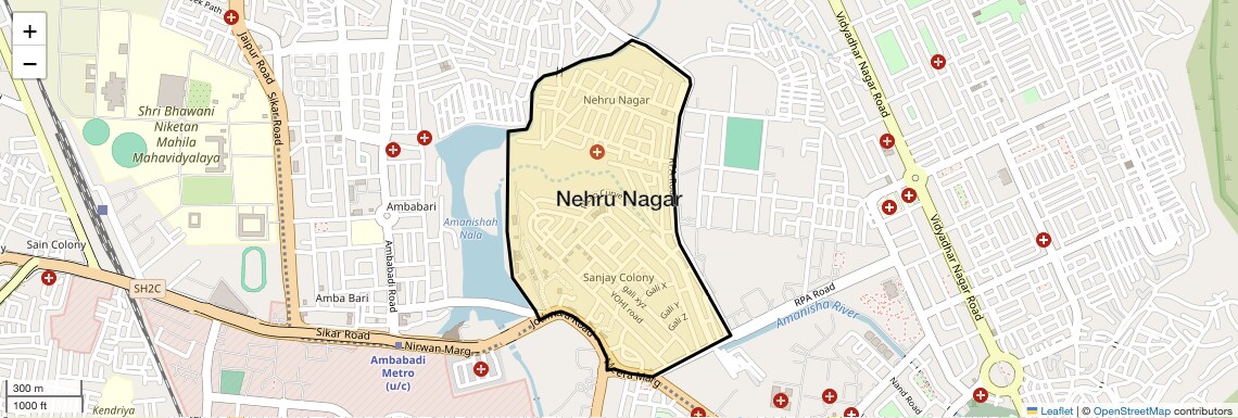 Location Map of Nehru Nagar, Jaipur