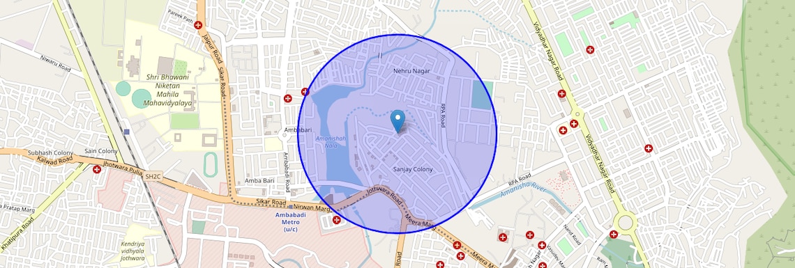 Location Map of Nehru Nagar, Jaipur