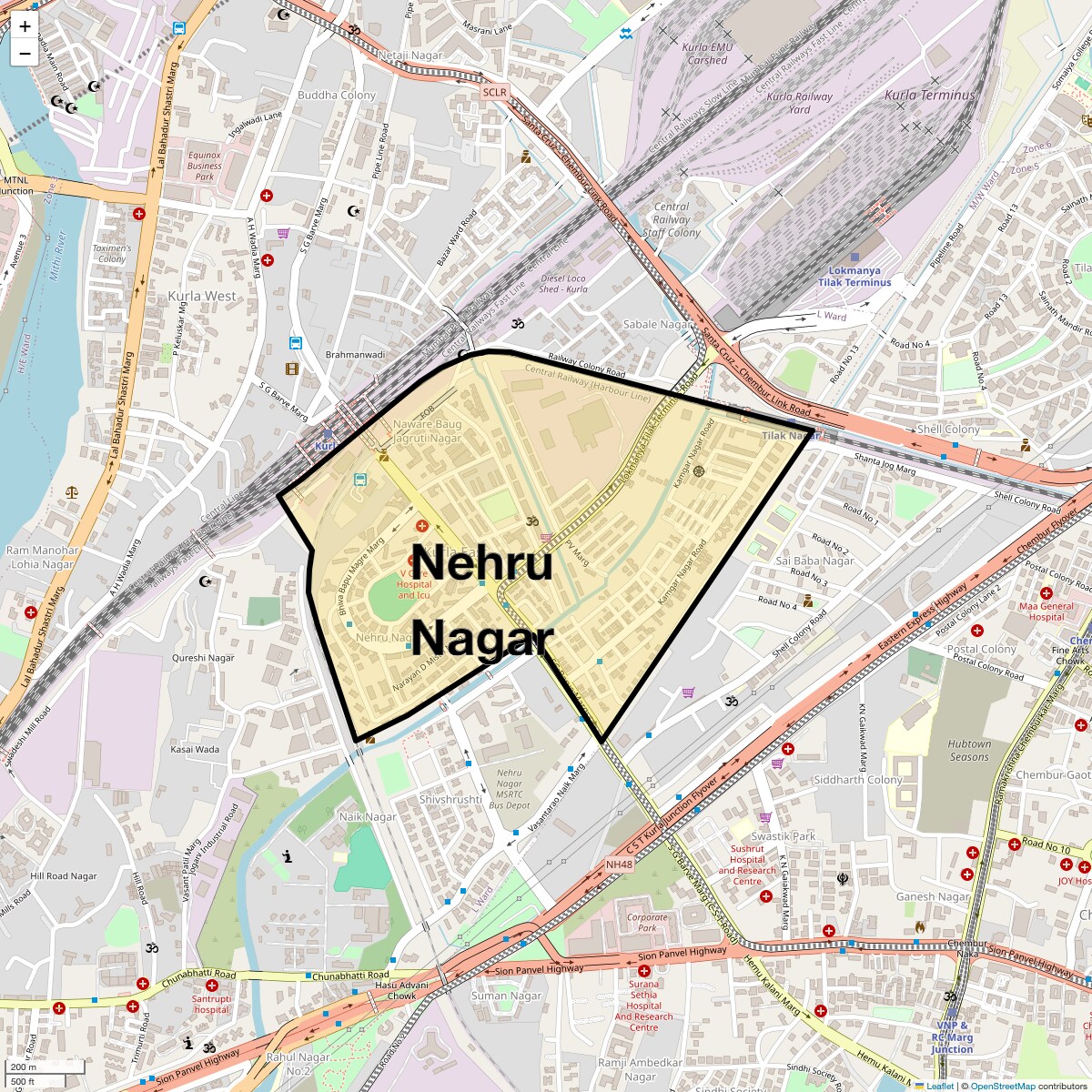 Location Map of Nehru Nagar, Mumbai
