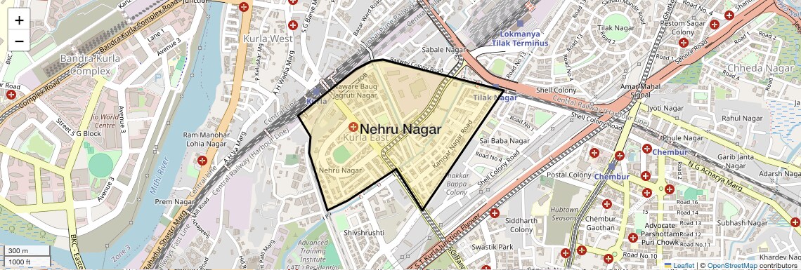 Location Map of Nehru Nagar, Mumbai