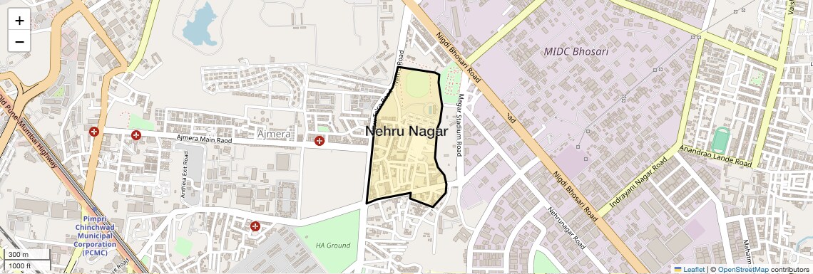 Location Map of Nehru Nagar, Pune
