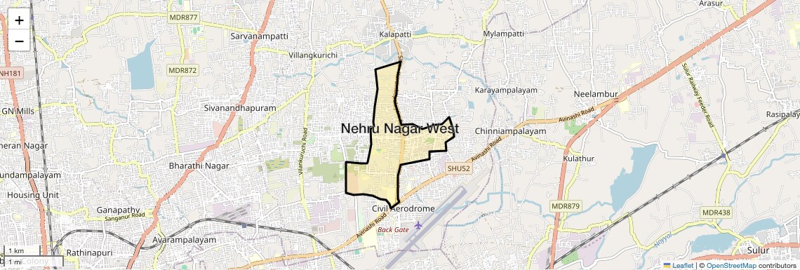 Location Map of Nehru Nagar West, Coimbatore