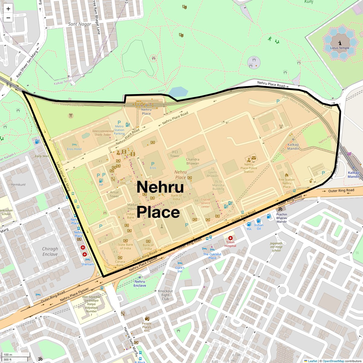 Location Map of Nehru Place, Delhi