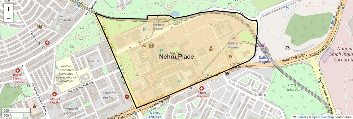 Location Map of Nehru Place, Delhi