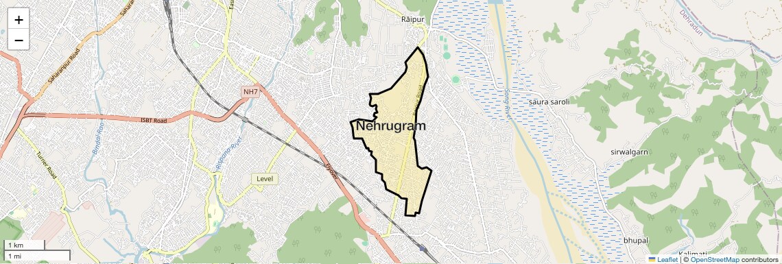 Location Map of Nehrugram, Dehradun