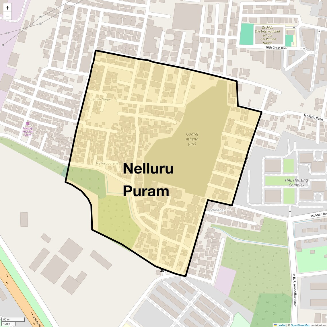 Location Map of Nelluru Puram, Bangalore