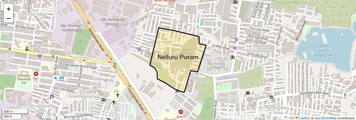 Location Map of Nelluru Puram, Bangalore