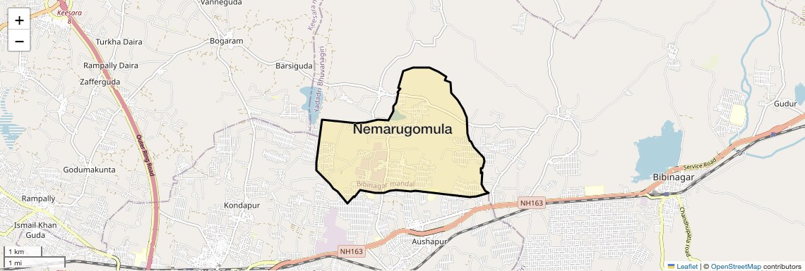 Location Map of Nemarugomula, Hyderabad
