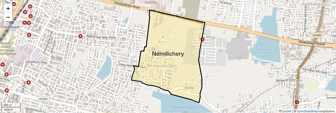 Location Map of Nemilichery, Chennai
