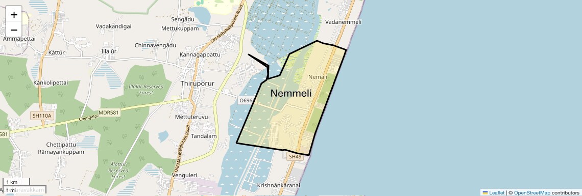 Location Map of Nemmeli, Chennai