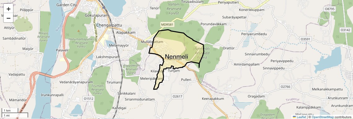 Location Map of Nenmeli, Chennai