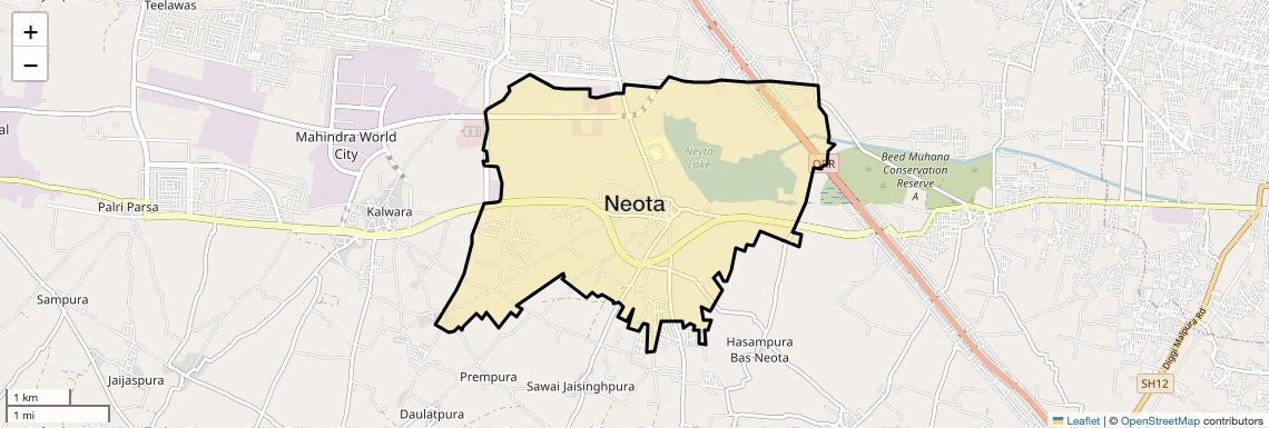 Location Map of Neota, Jaipur