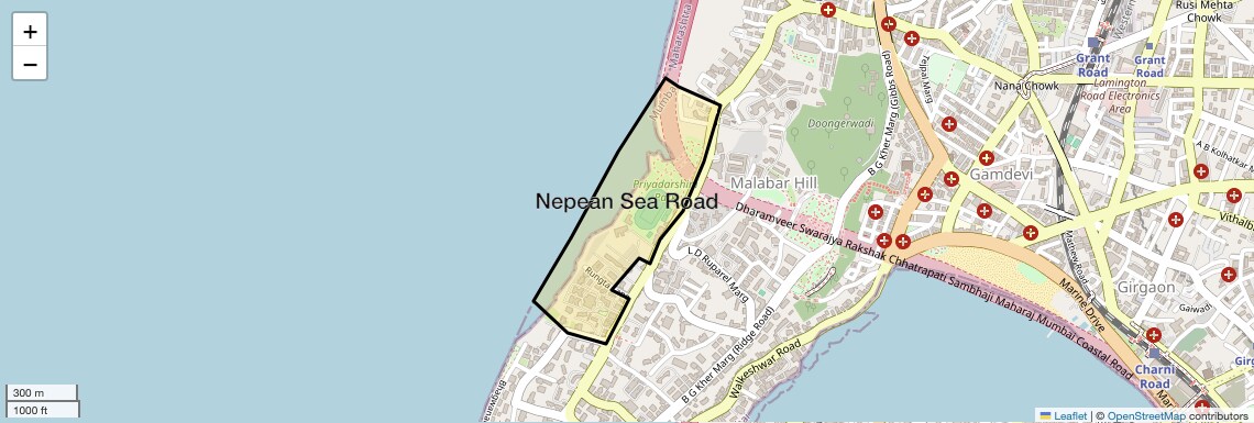 Location Map of Nepean Sea Road, Mumbai