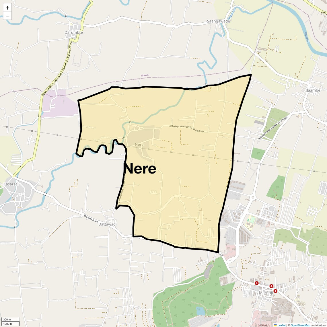 Location Map of Nere, Pune