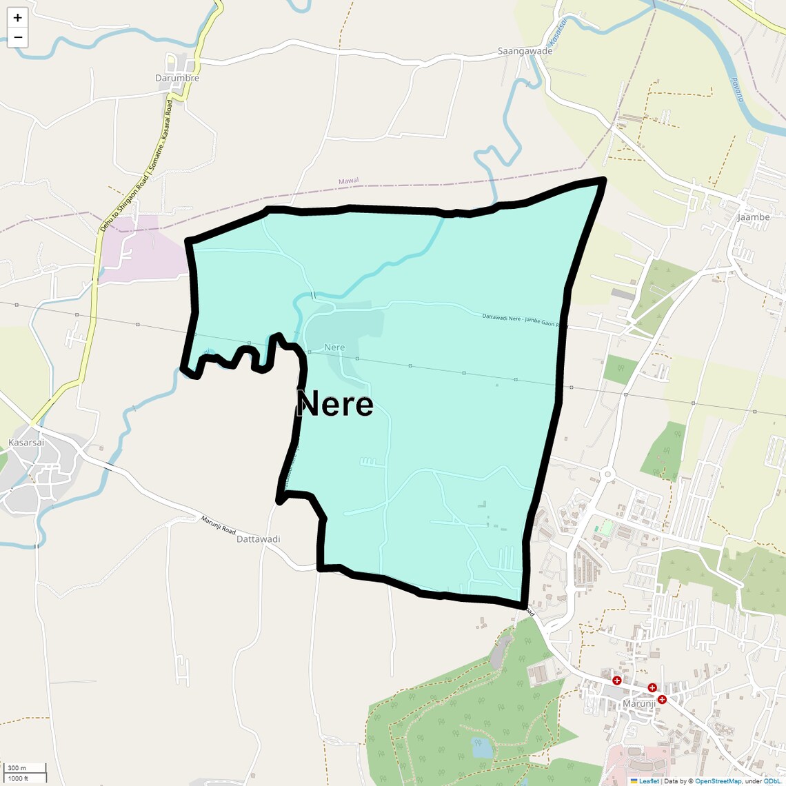 Location Map of Nere, Pune