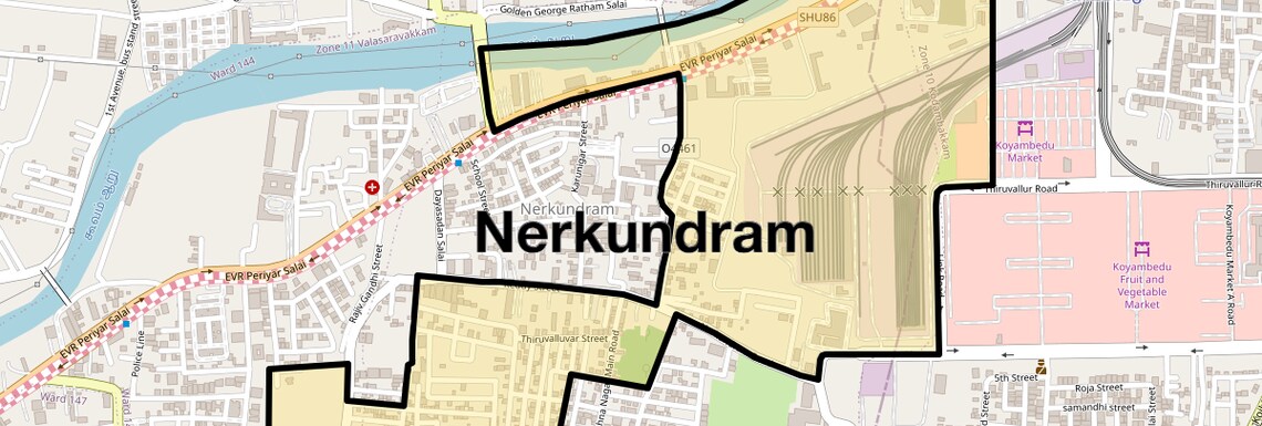 Location Map of Nerkundram, Chennai