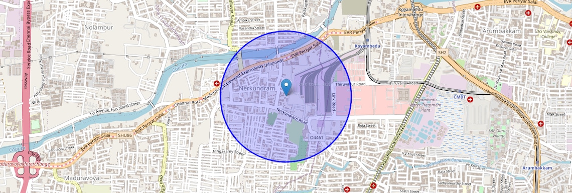Location Map of Nerkundram, Chennai