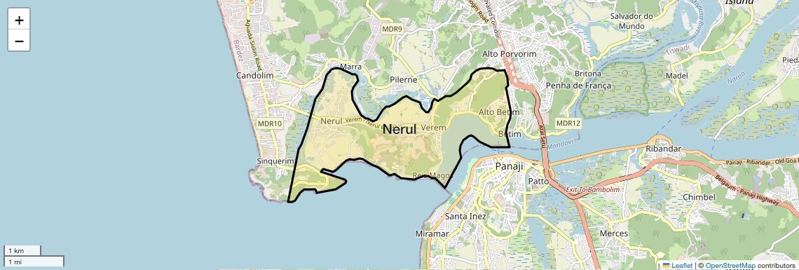 Location Map of Nerul, Goa