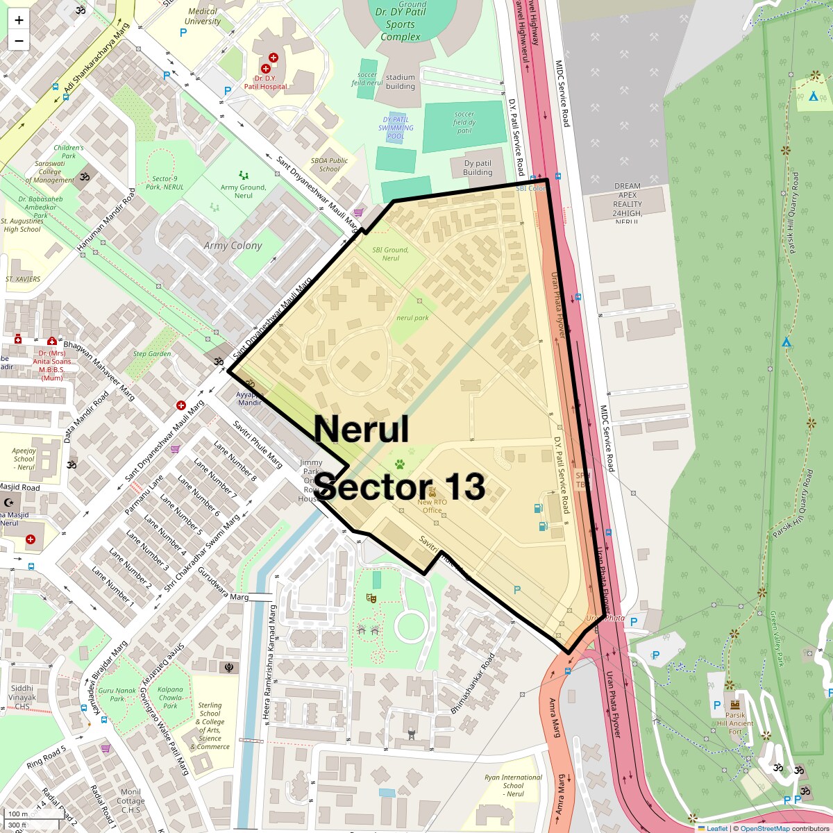 Location Map of Nerul Sector 13, Navi Mumbai