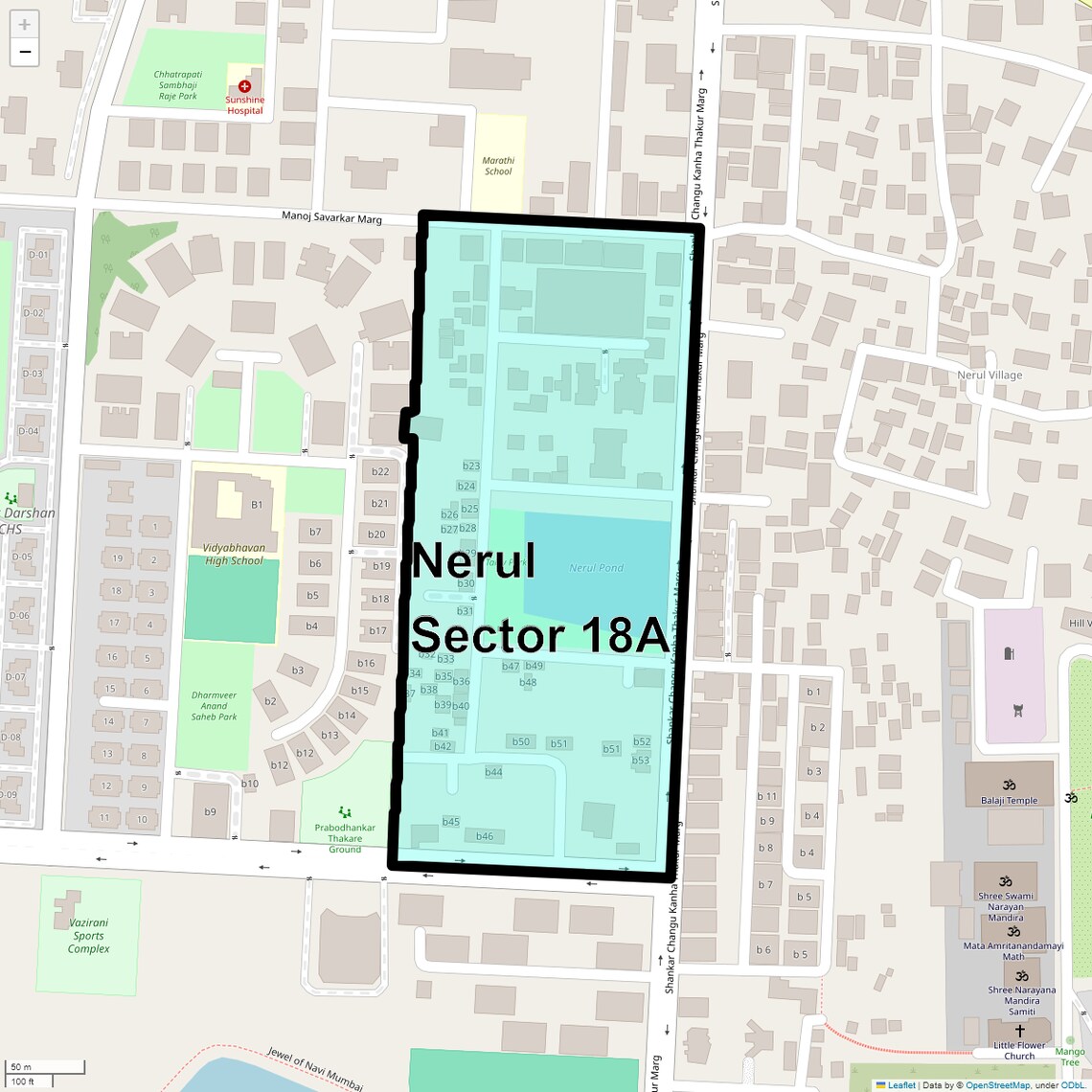 Location Map of Nerul Sector 18A, Navi Mumbai
