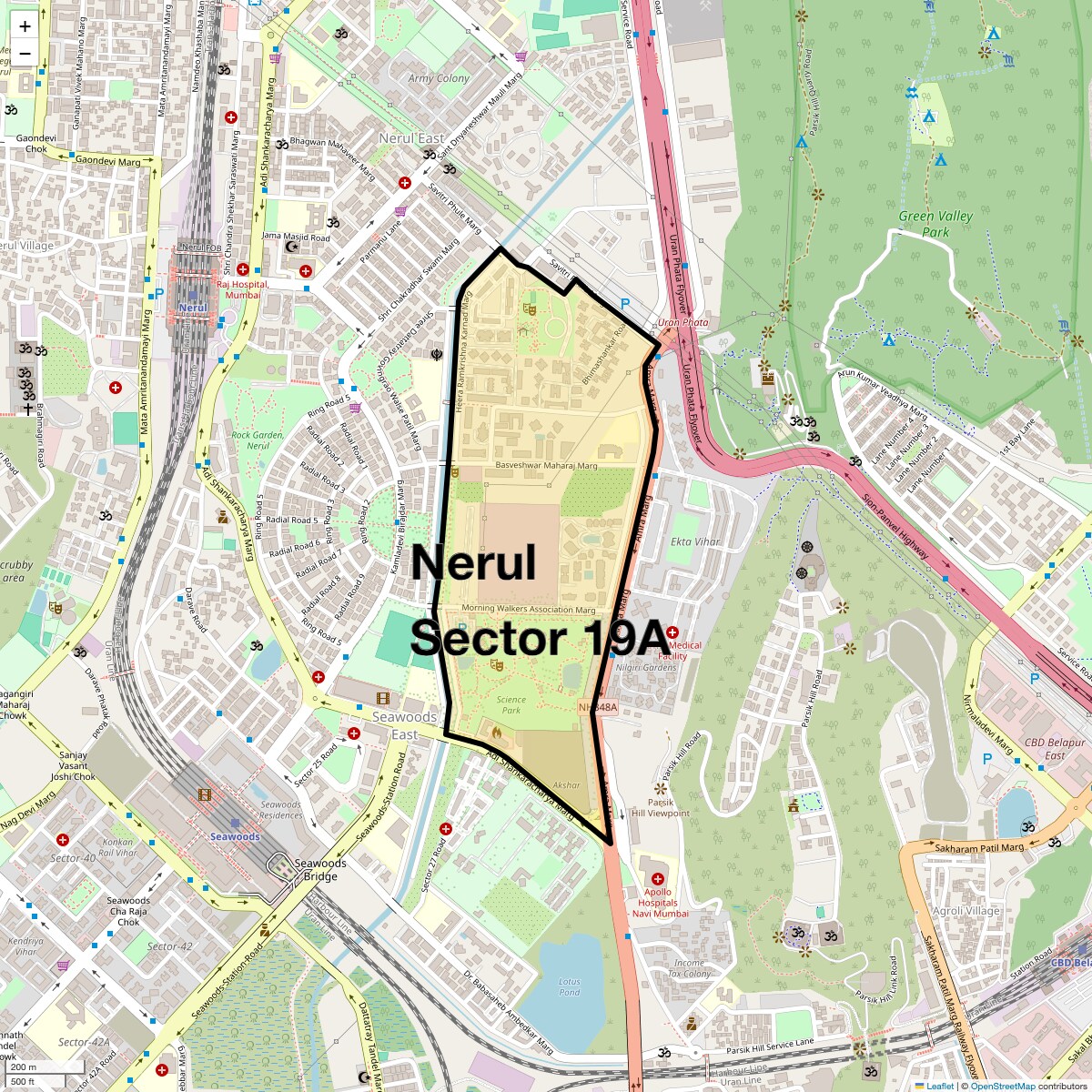 Location Map of Nerul Sector 19A, Navi Mumbai