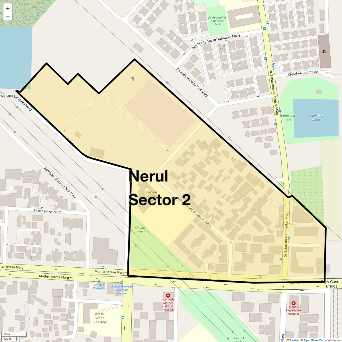Location Map of Nerul Sector 2, Navi Mumbai