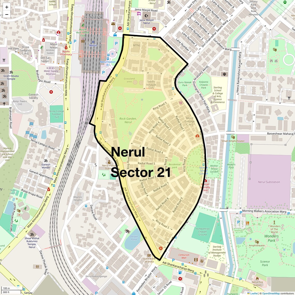 Location Map of Nerul Sector 21, Navi Mumbai
