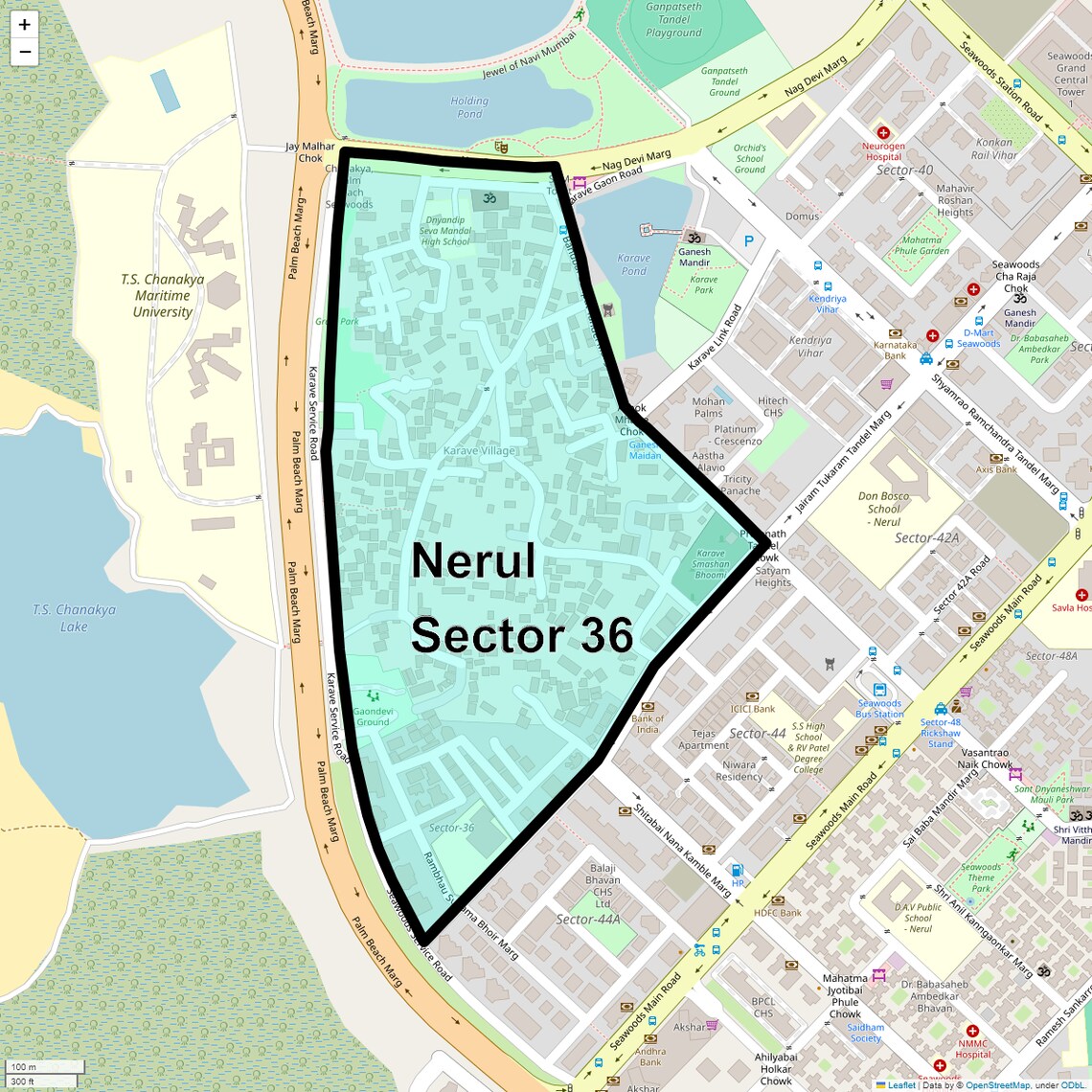 Location Map of Nerul Sector 36, Navi Mumbai