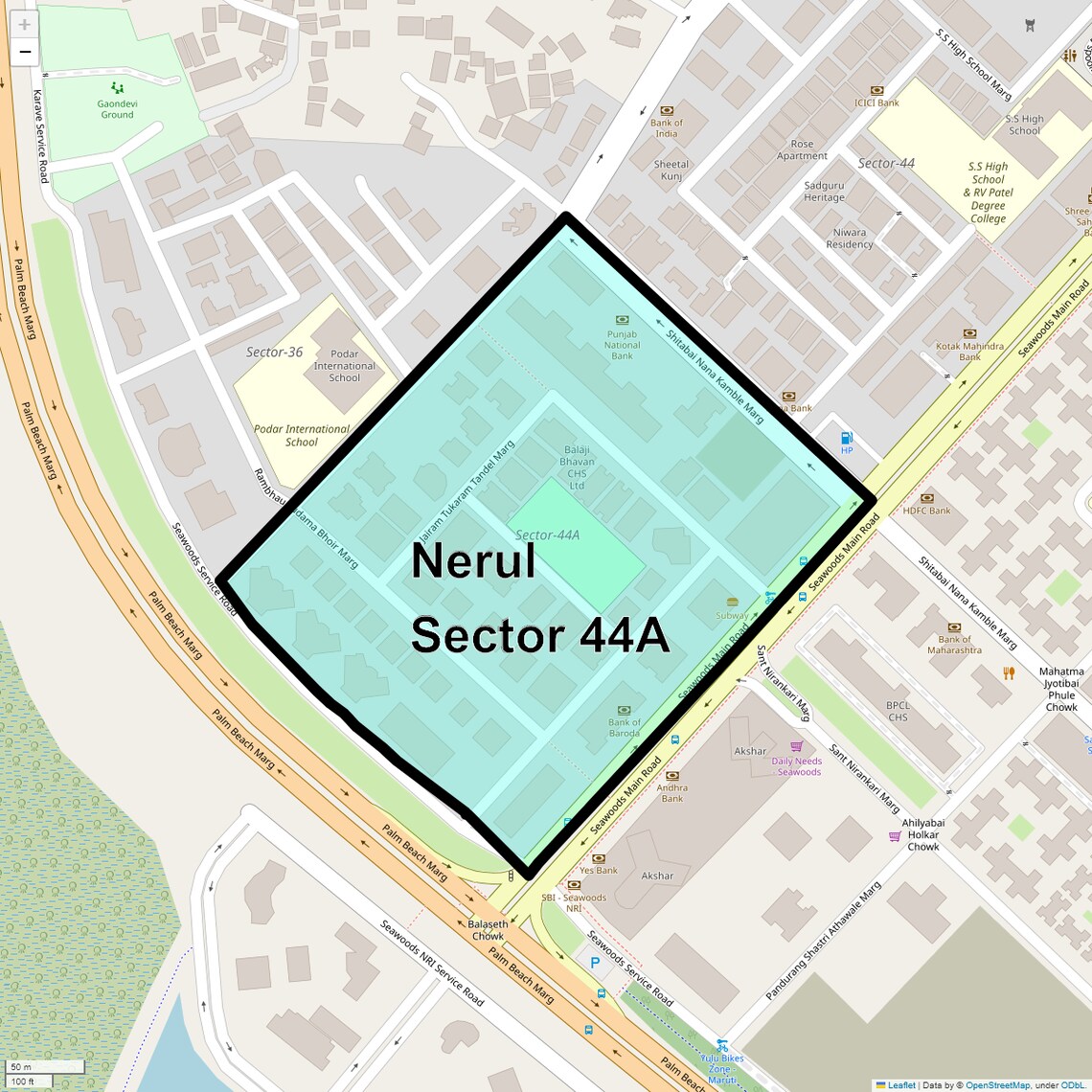 Location Map of Nerul Sector 44a, Navi Mumbai