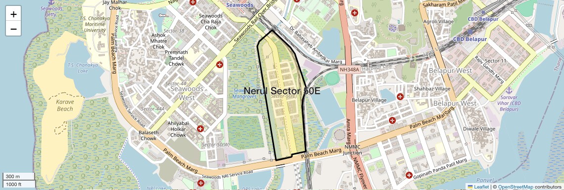 Location Map of Nerul Sector 50E, Navi Mumbai