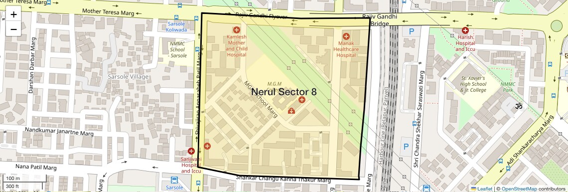 Location Map of Nerul Sector 8, Navi Mumbai