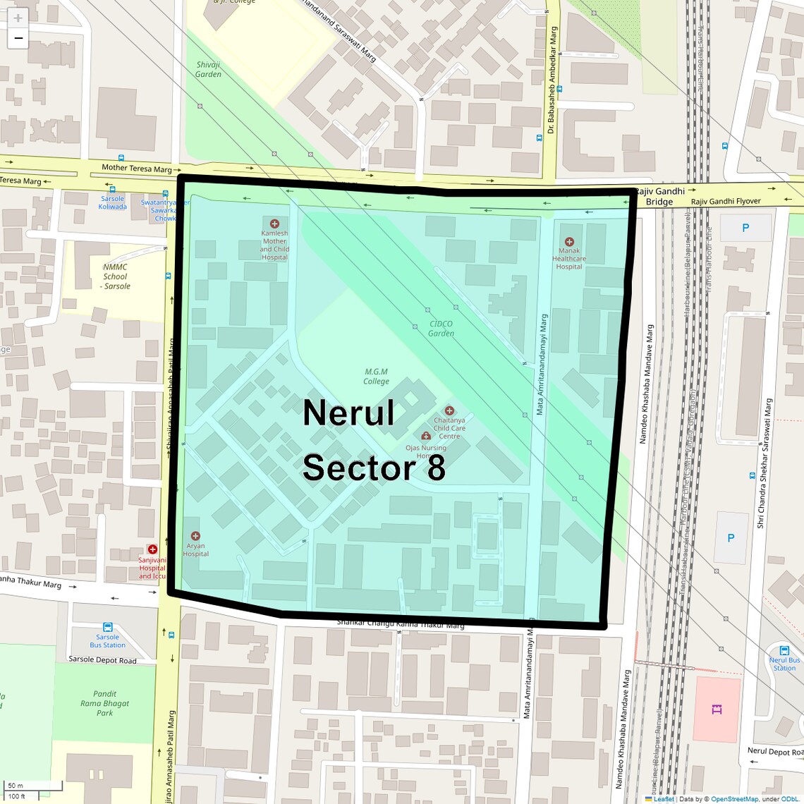 Location Map of Nerul Sector 8, Navi Mumbai