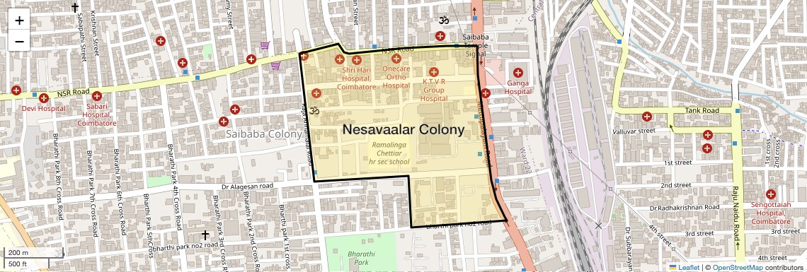 Location Map of Nesavaalar Colony, Coimbatore
