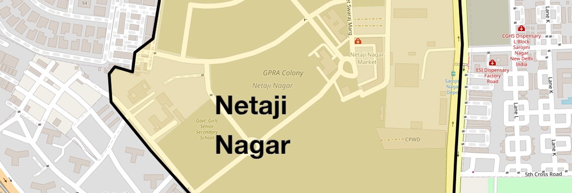 Location Map of Netaji Nagar, Delhi