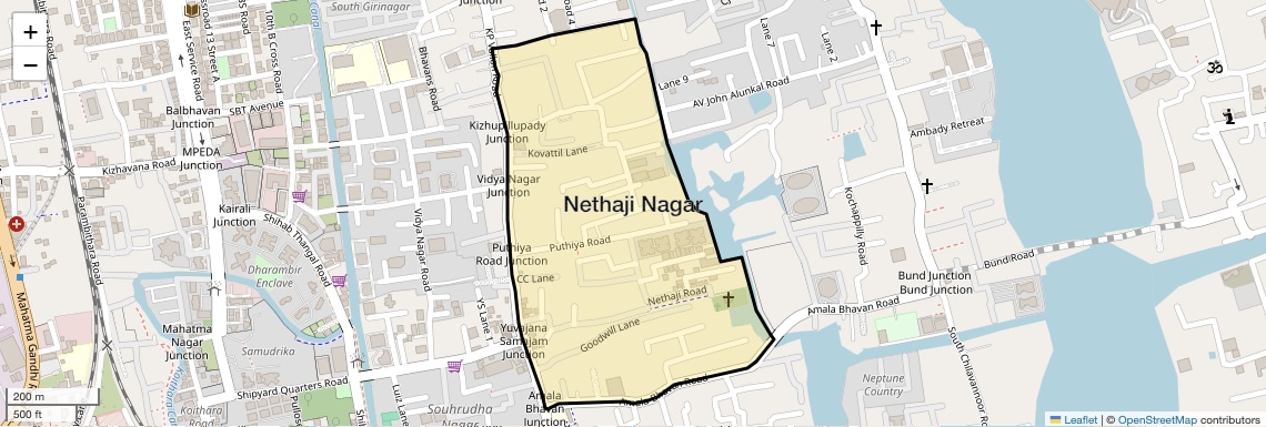 Location Map of Nethaji Nagar, Kochi