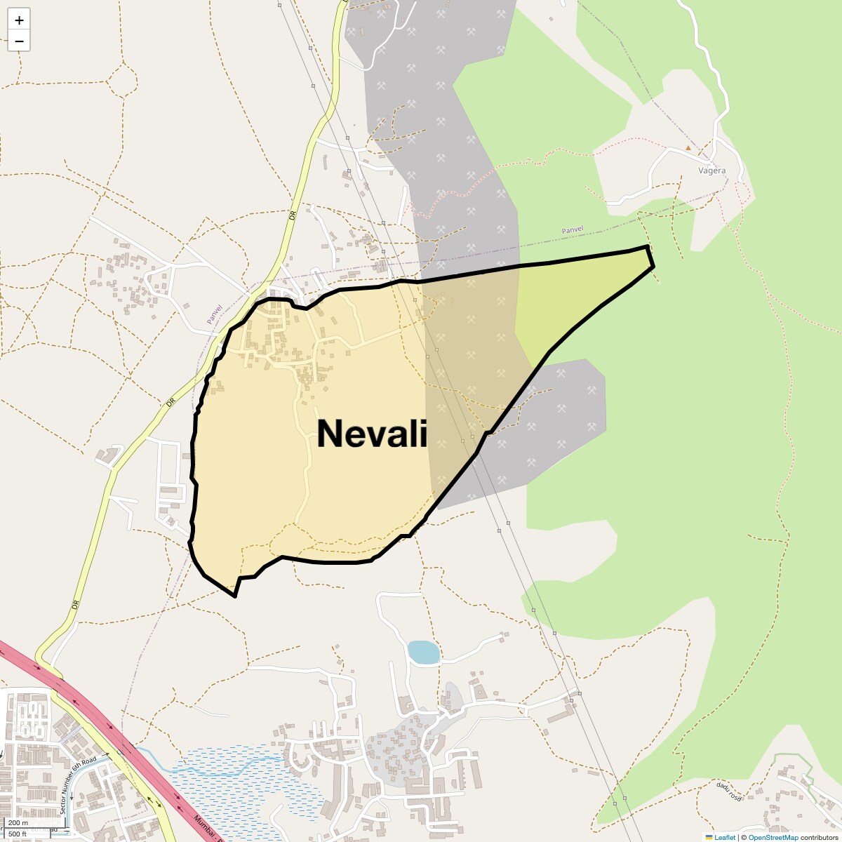 Location Map of Nevali, Navi Mumbai