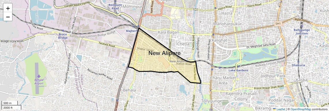 Location Map of New Alipore, Kolkata