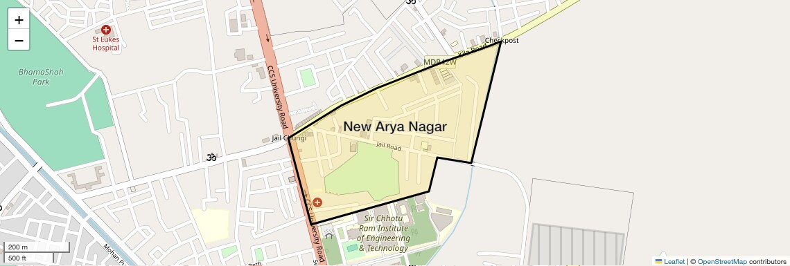 Location Map of New Arya Nagar, Meerut