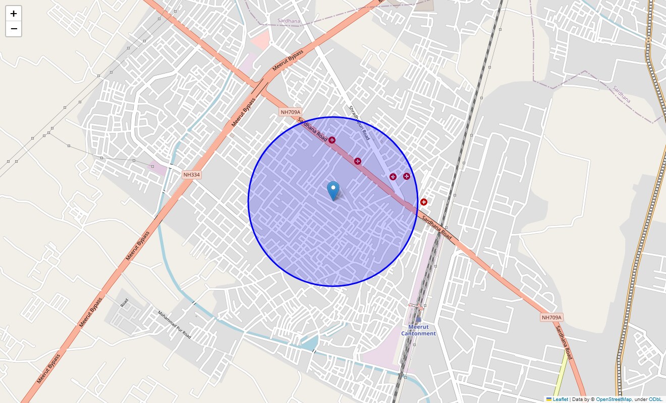 Location Map of New Arya Nagar, Meerut