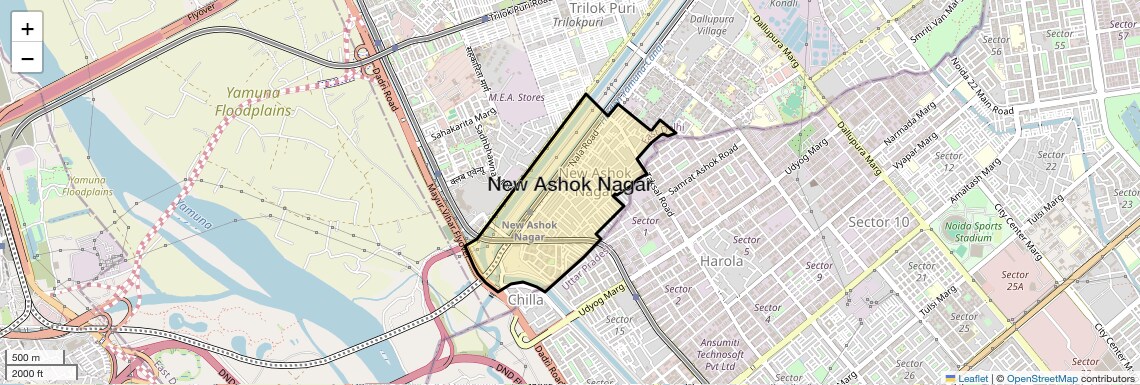 Location Map of New Ashok Nagar, Delhi