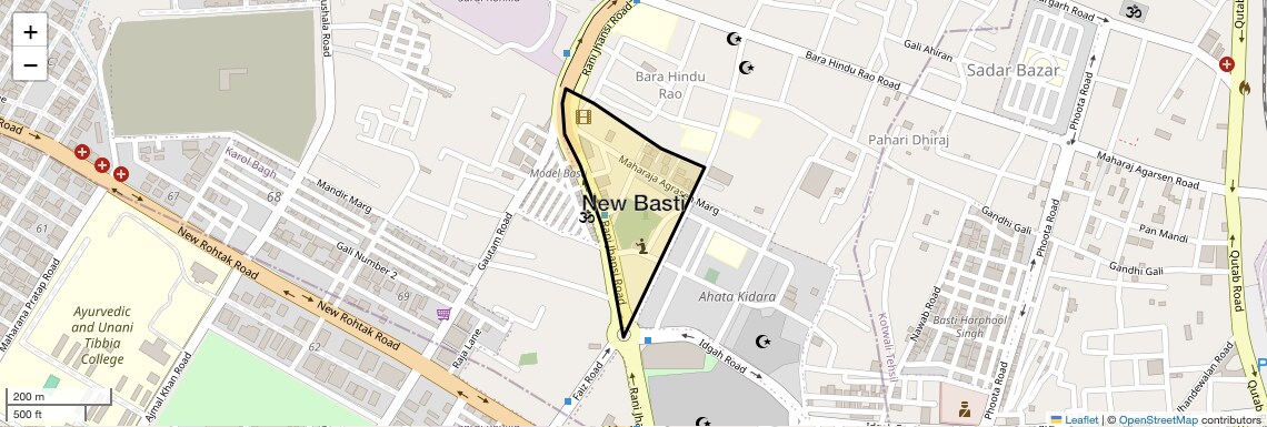 Location Map of New Basti, Delhi