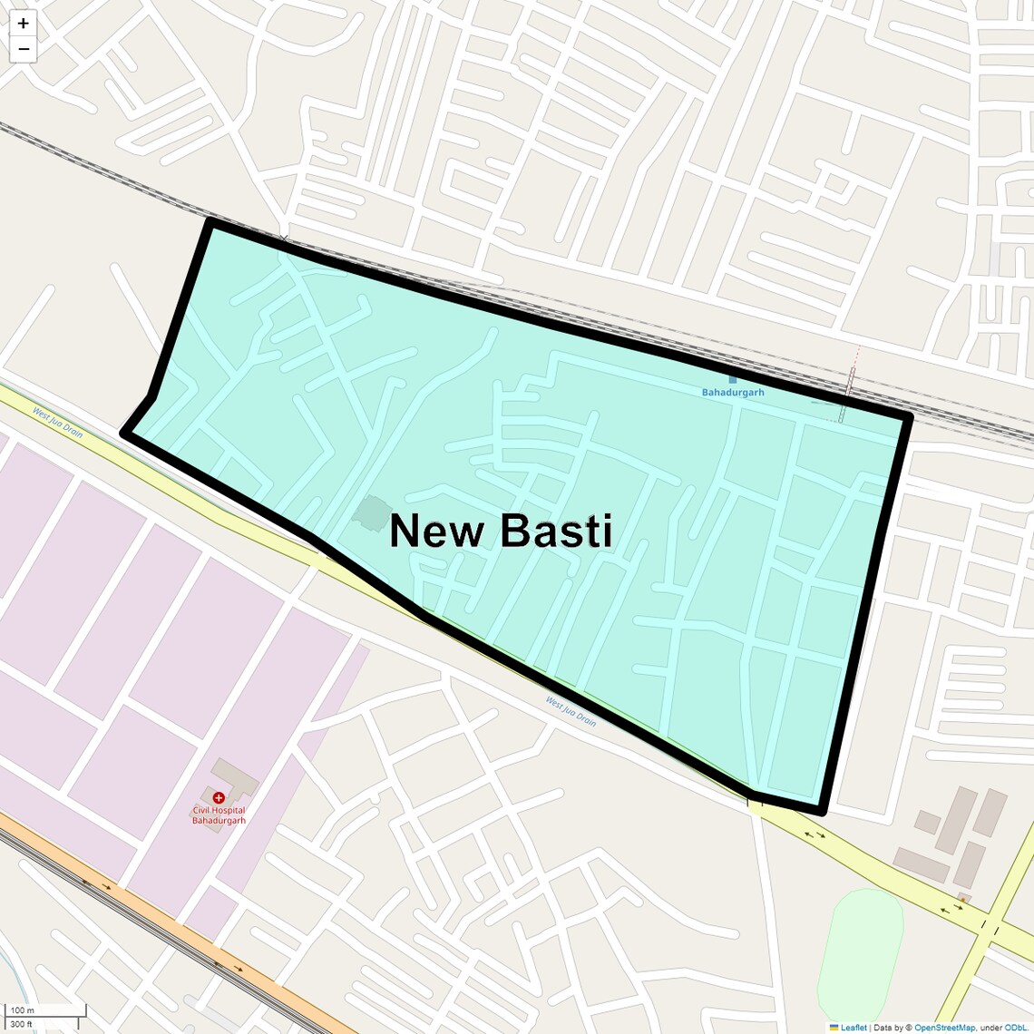 Location Map of New Basti, Delhi