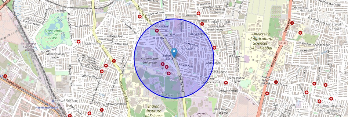 Location Map of New BEL Road, Bangalore