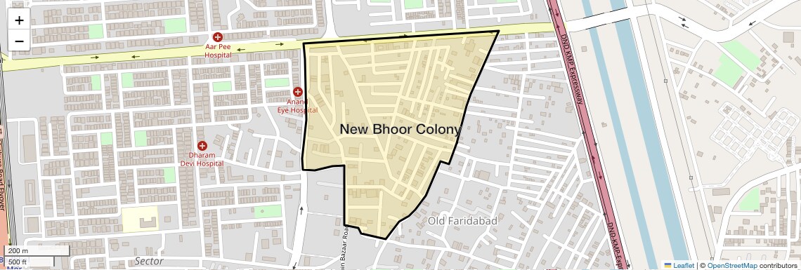 Location Map of New Bhoor Colony, Faridabad