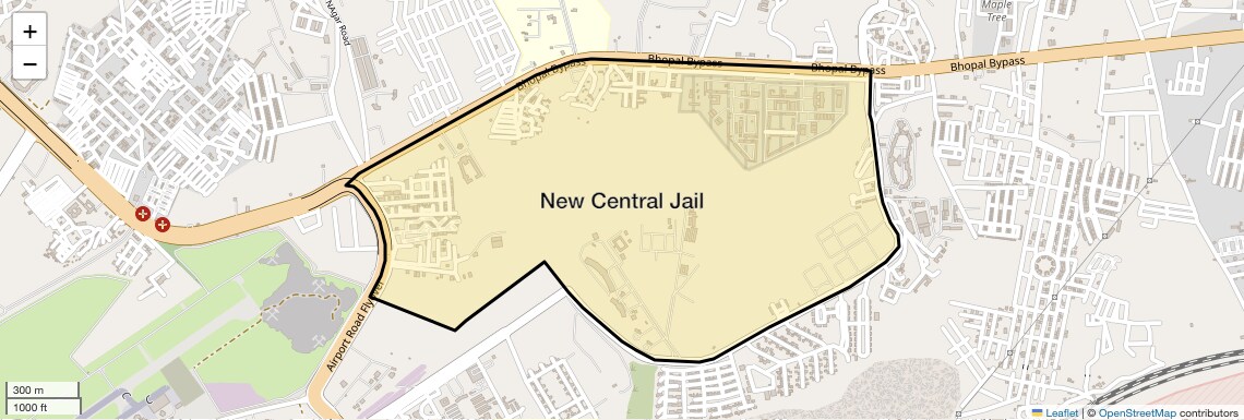 Location Map of New Central Jail, Bhopal