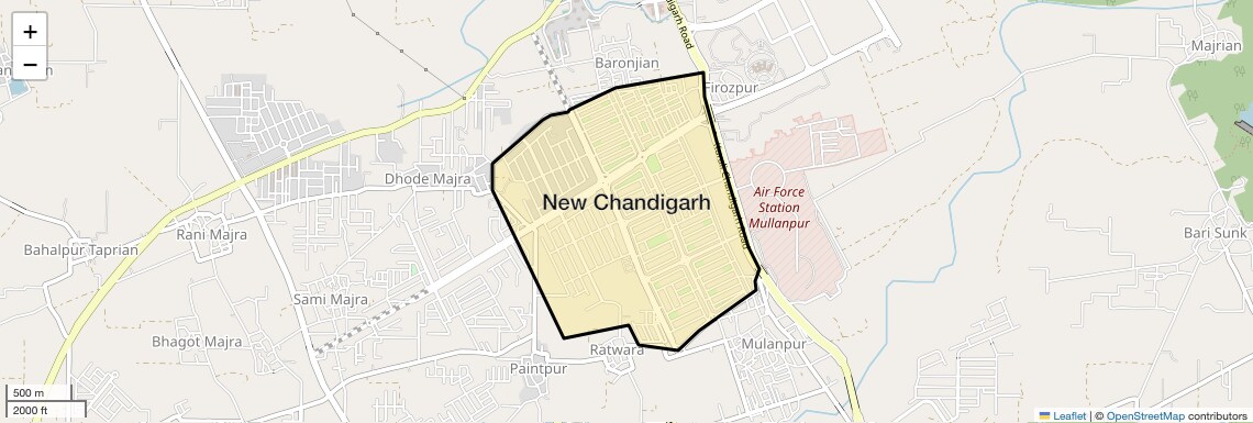 Location Map of New Chandigarh, Chandigarh