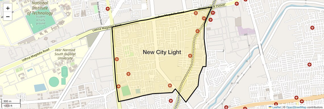 Location Map of New City Light, Surat