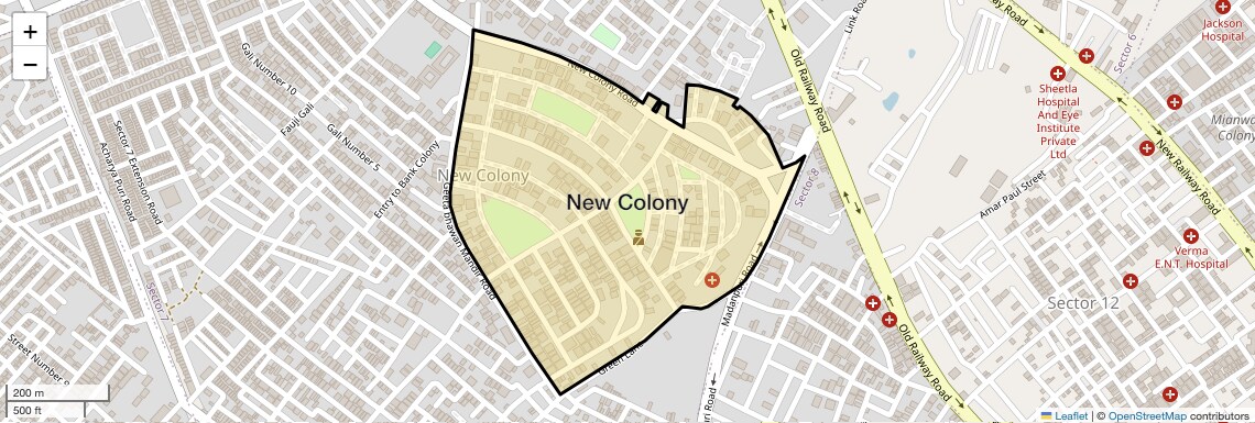 Location Map of New Colony, Gurgaon