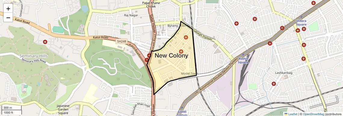Location Map of New Colony, Nagpur